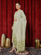 Printed Cotton Blend Kurta With Pants & Dupatta